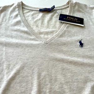POLO, Ralph Lauren oatmeal colored tee! Great staple in your closet!